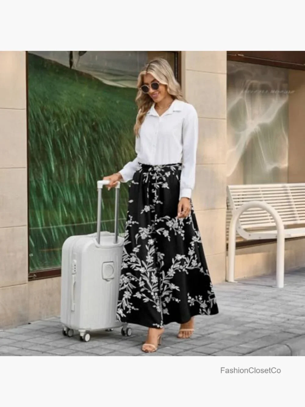 Palazzo Pants for Women Dressy Casual Wide Leg Elastic Waist Flowy Pockets - Picture 4 of 7